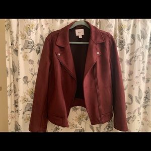 Burgundy Suede Moto Jacket
